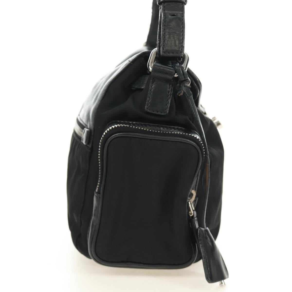 PRADA Ready Lock Hand Bag Nylon Black Silver Auth am11874V