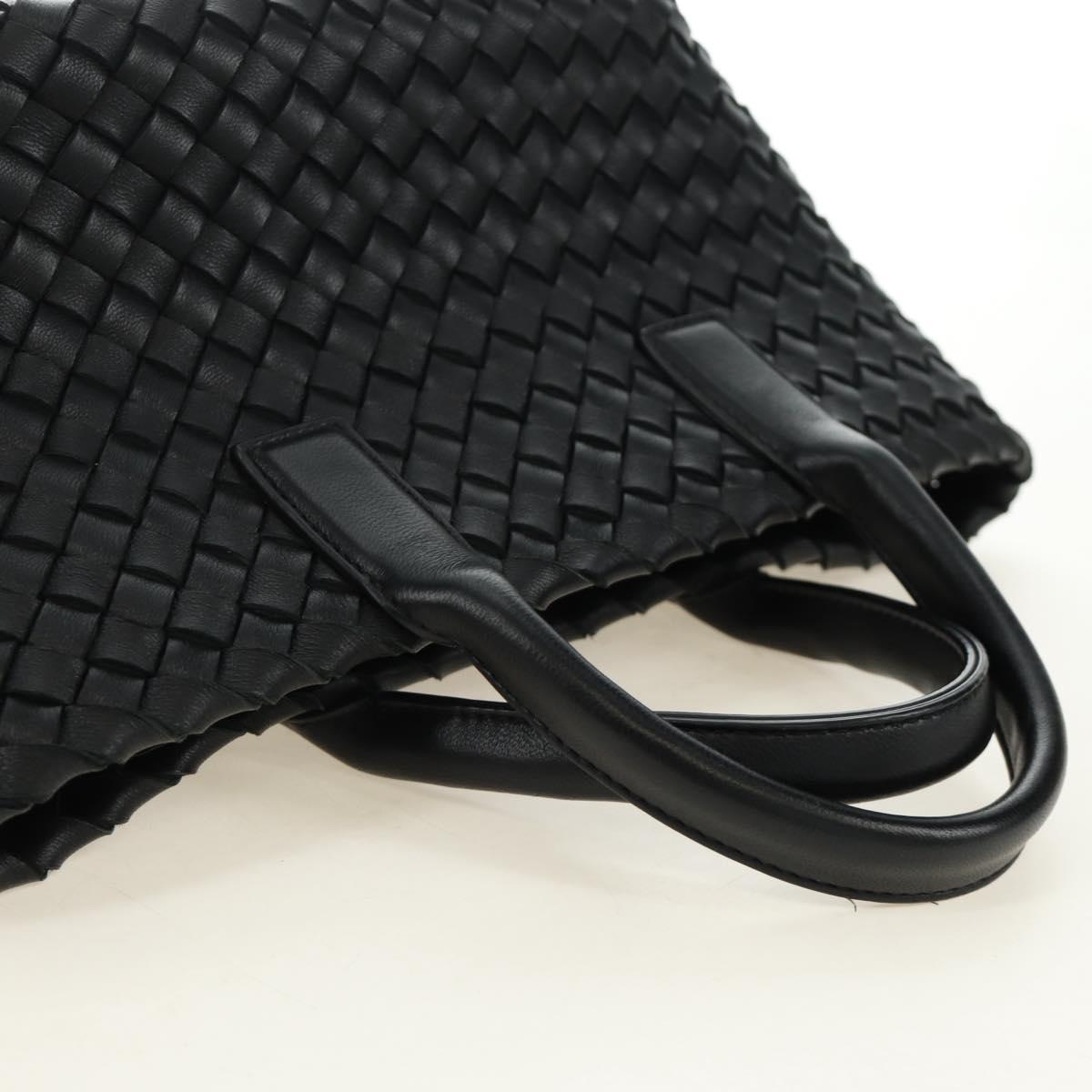 BOTTEGA VENETA INTRECCIATO Mini Cabas Hand Bag Leather Black Gold Auth am11875SM