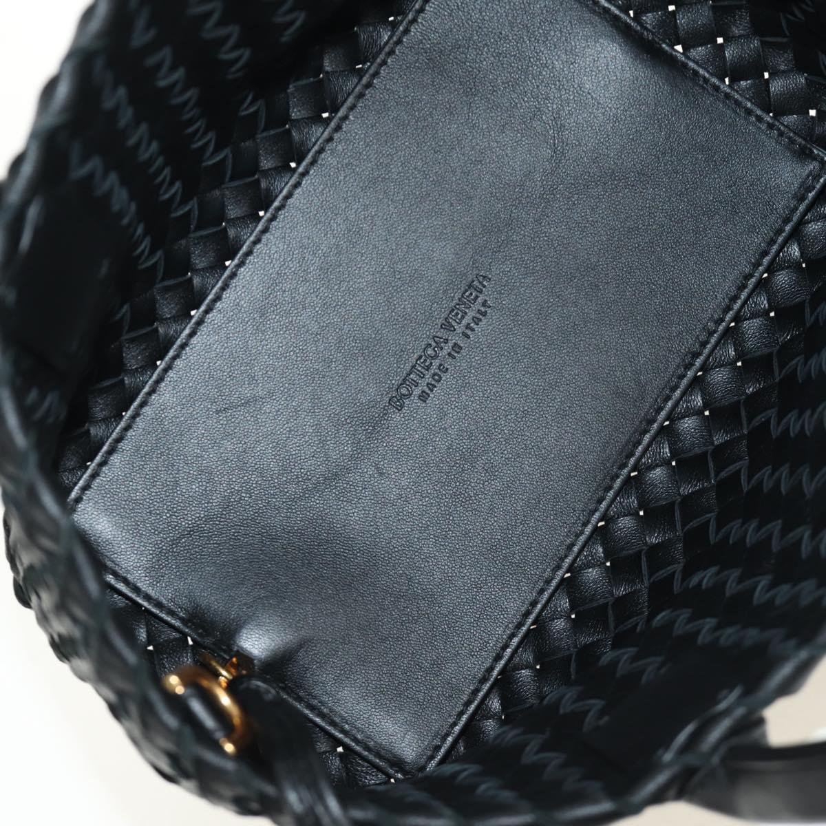BOTTEGA VENETA INTRECCIATO Mini Cabas Hand Bag Leather Black Gold Auth am11875SM