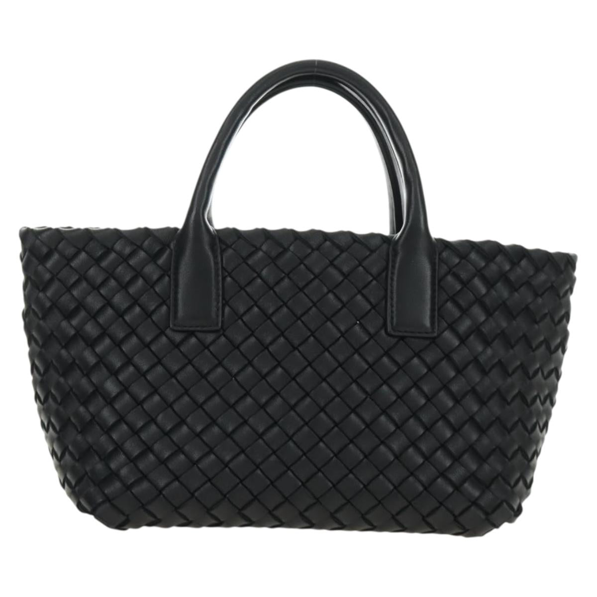 BOTTEGA VENETA INTRECCIATO Mini Cabas Hand Bag Leather Black Gold Auth am11875SM