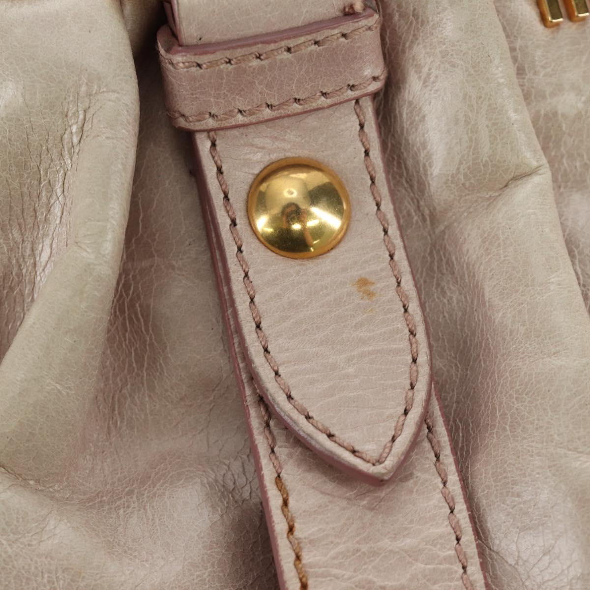 Miu Miu Side Ribbon Hand Bag Leather 2way Pink Gold Auth am11876SAV