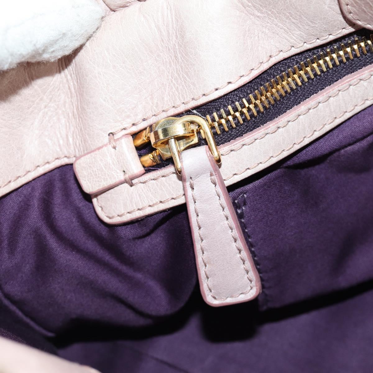 Miu Miu Side Ribbon Hand Bag Leather 2way Pink Gold Auth am11876SAV