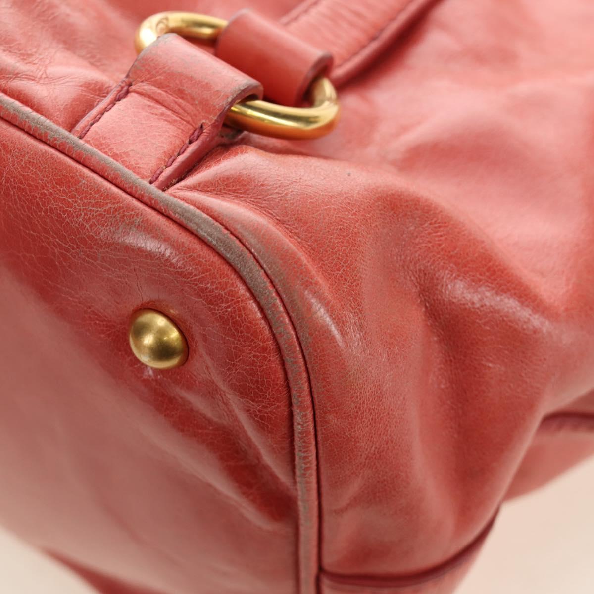 Miu Miu Hand Bag Leather 2way Pink Gold Auth am11877SAV
