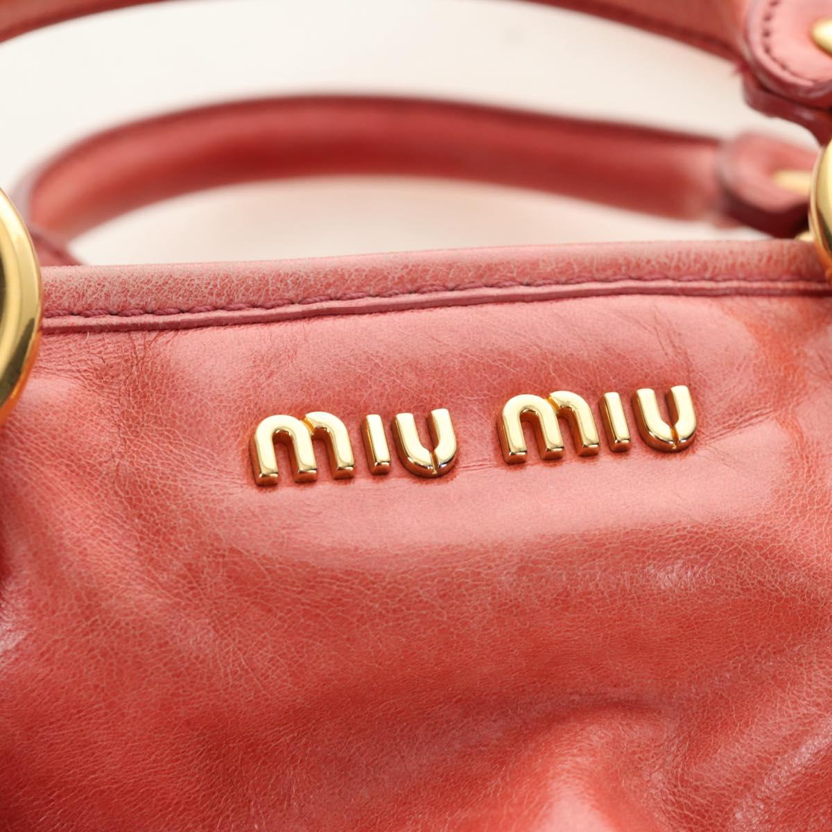 Miu Miu Hand Bag Leather 2way Pink Gold Auth am11877SAV