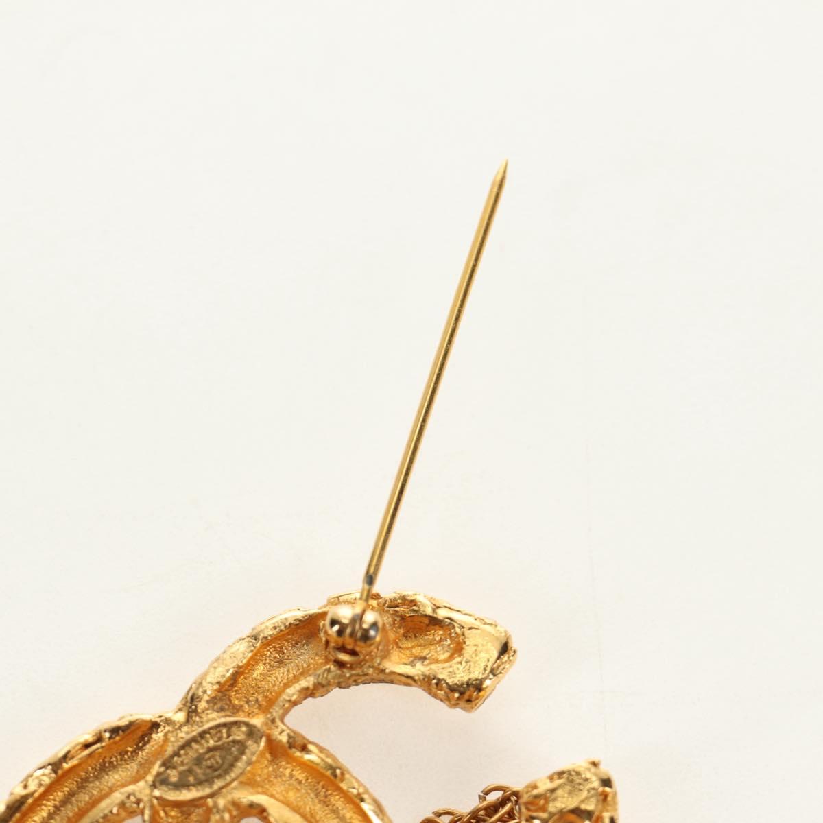 CHANEL CC Fringe Lava Brooch metal Gold CC Auth am11879SM