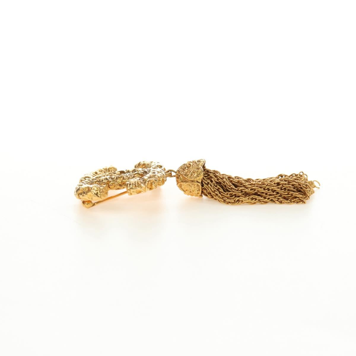 CHANEL CC Fringe Lava Brooch metal Gold CC Auth am11879SM