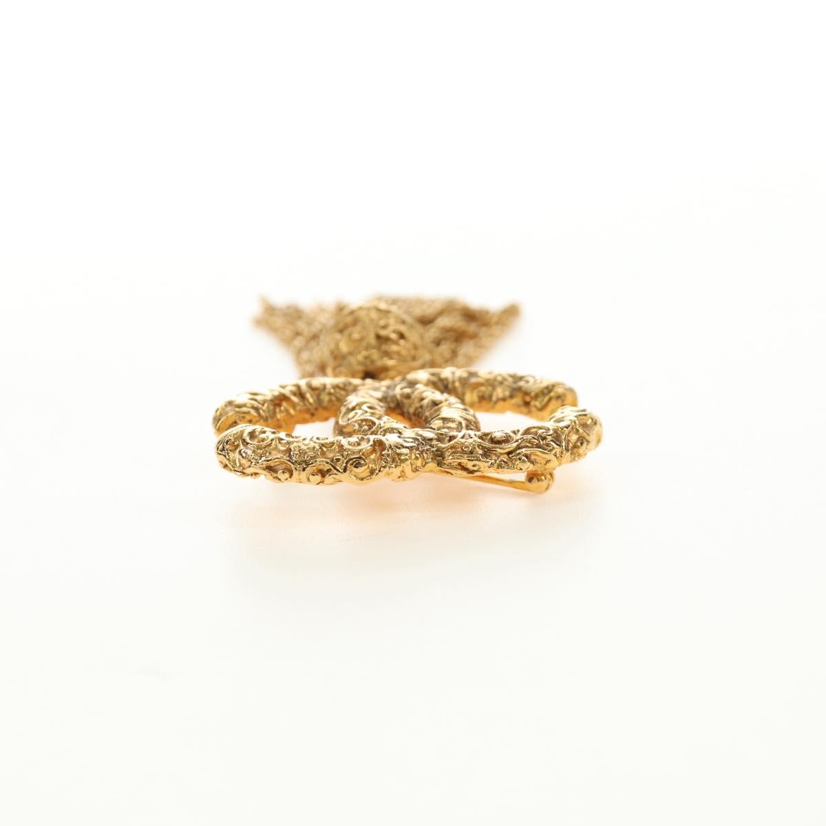 CHANEL CC Fringe Lava Brooch metal Gold CC Auth am11879SM