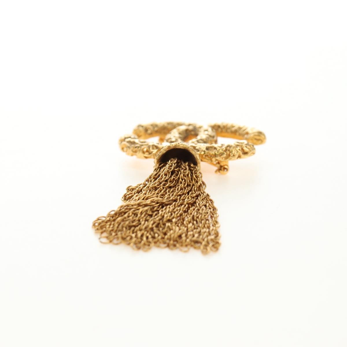 CHANEL CC Fringe Lava Brooch metal Gold CC Auth am11879SM
