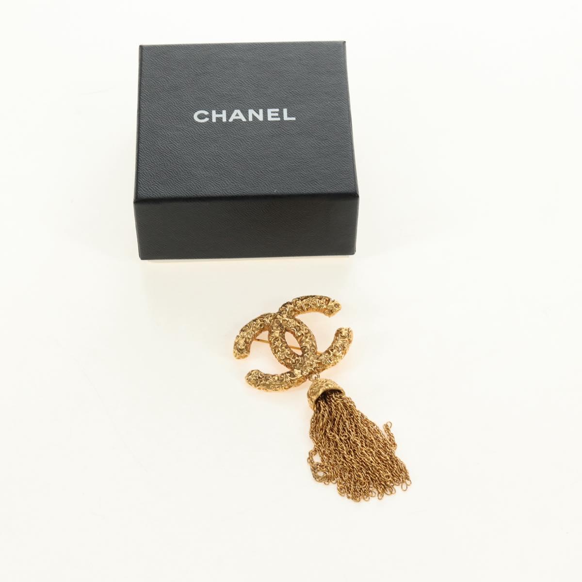 CHANEL CC Fringe Lava Brooch metal Gold CC Auth am11879SM