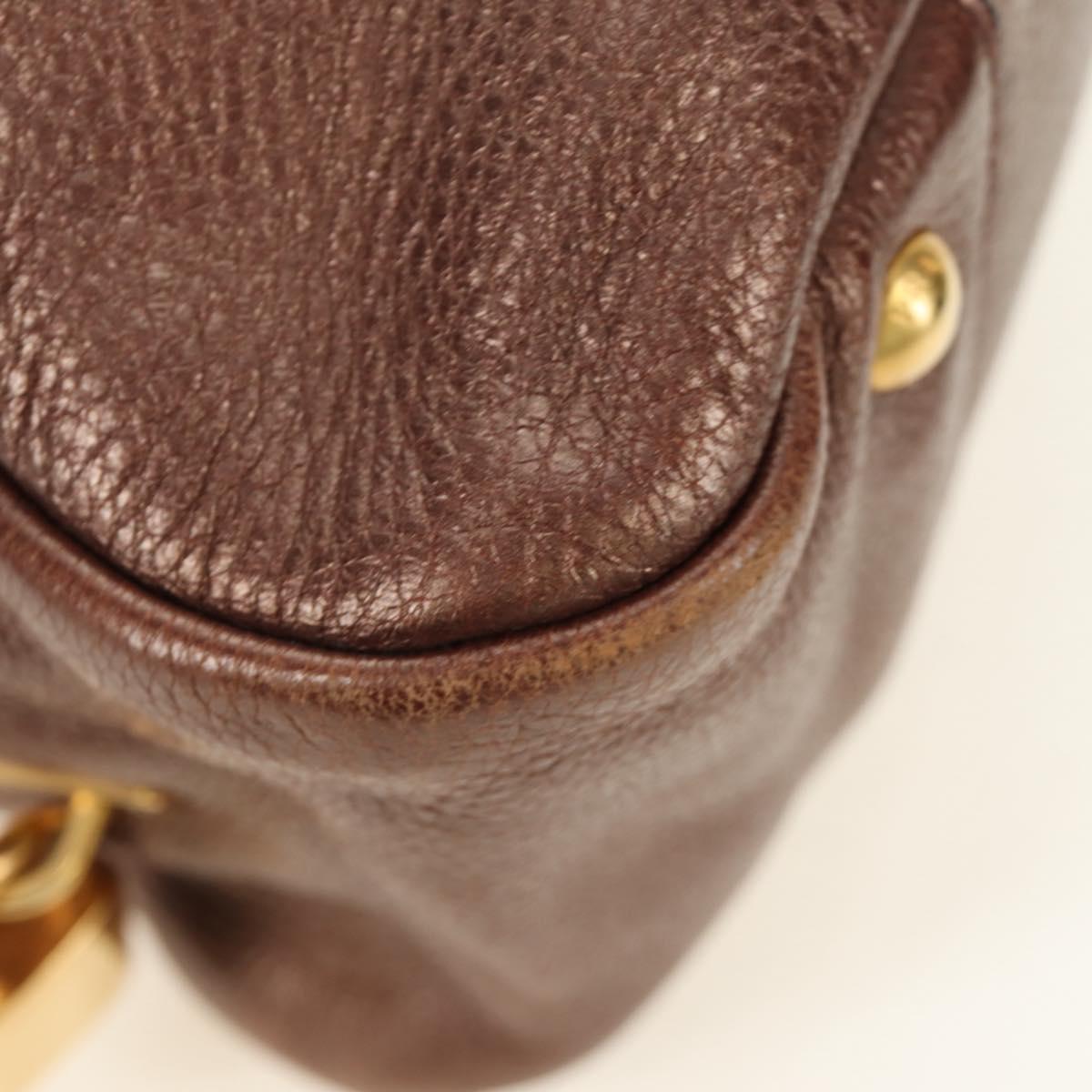 PRADA Ready Lock Shoulder Tote Bag Leather Brown Gold BL0557 Auth am11881SAV