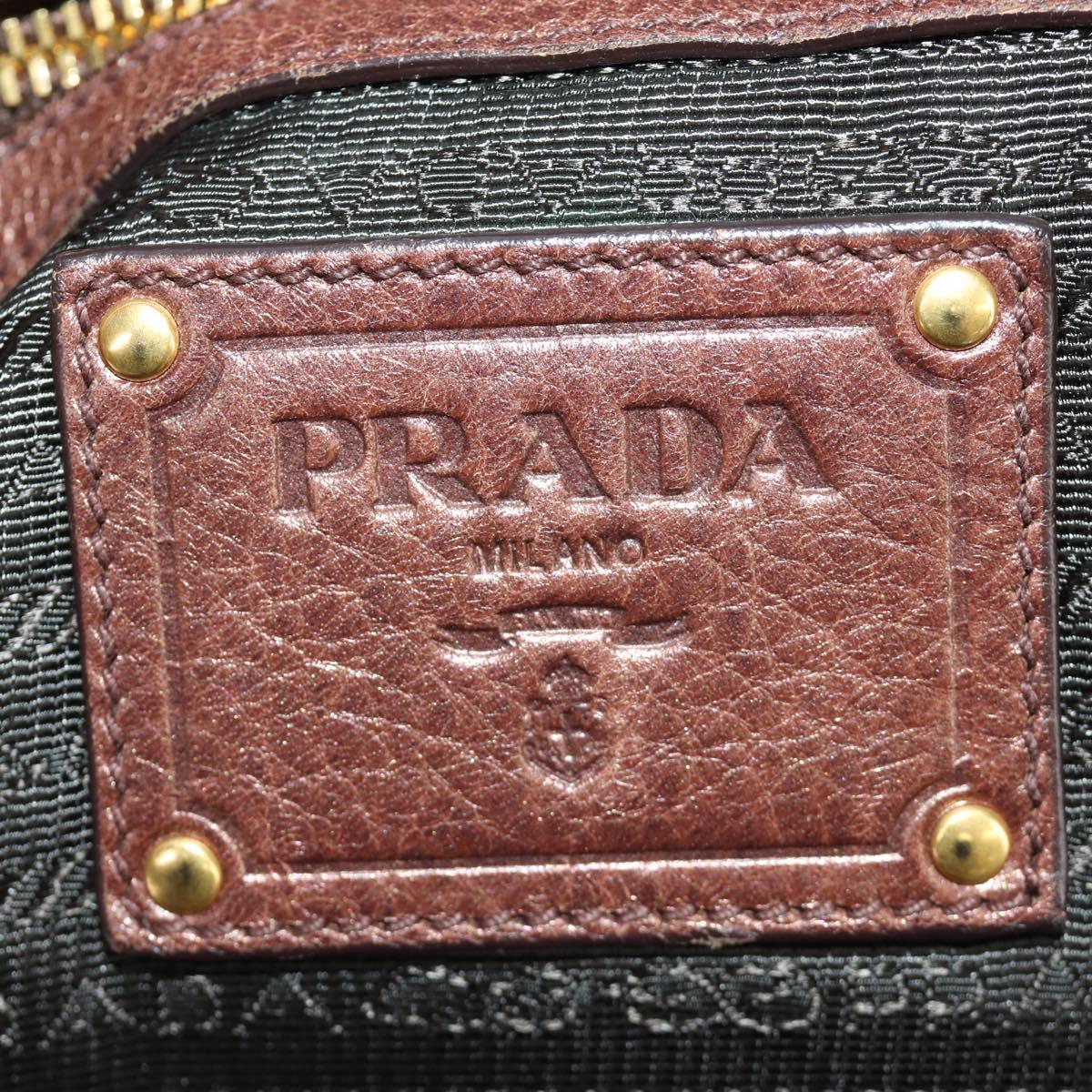 PRADA Ready Lock Shoulder Tote Bag Leather Brown Gold BL0557 Auth am11881SAV