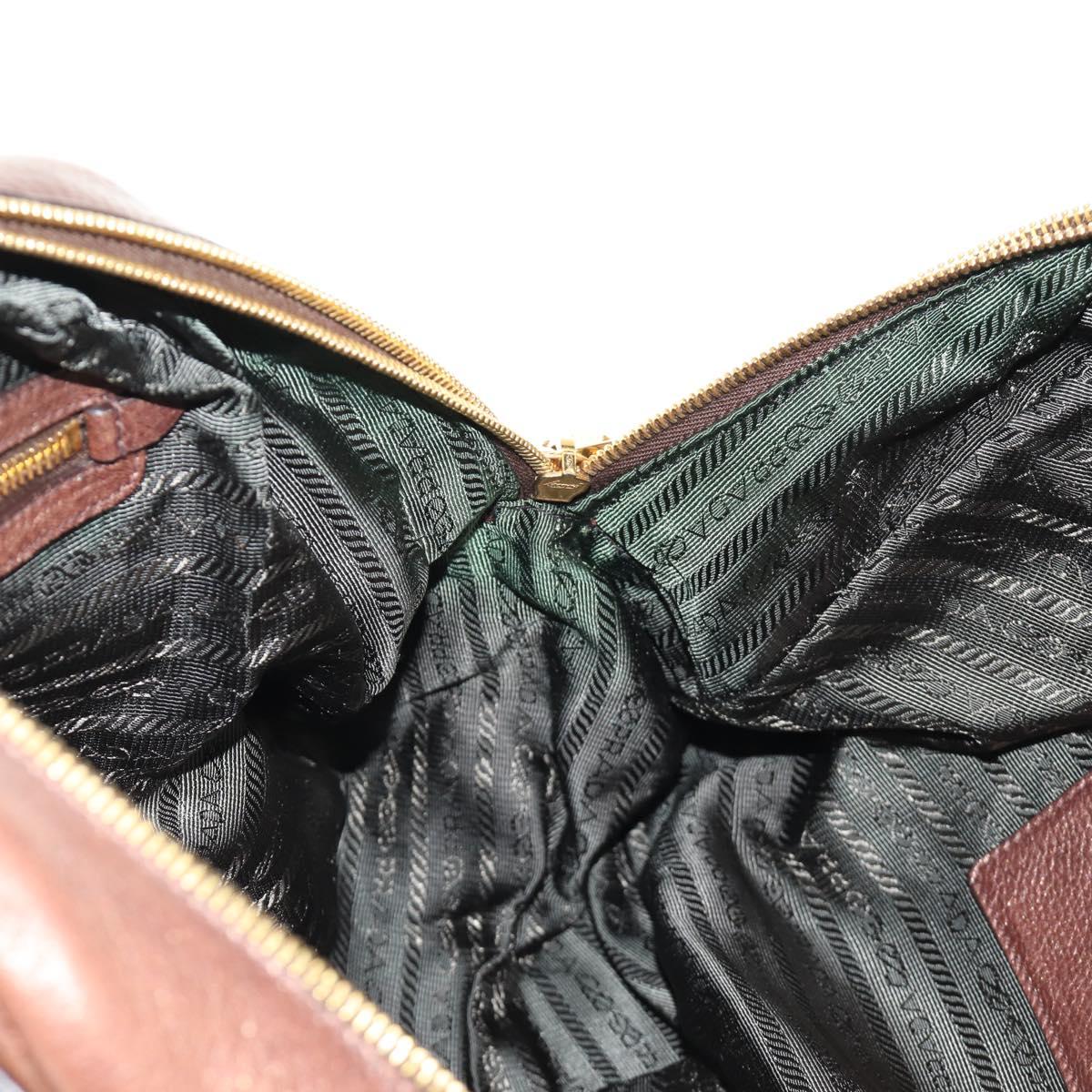 PRADA Ready Lock Shoulder Tote Bag Leather Brown Gold BL0557 Auth am11881SAV