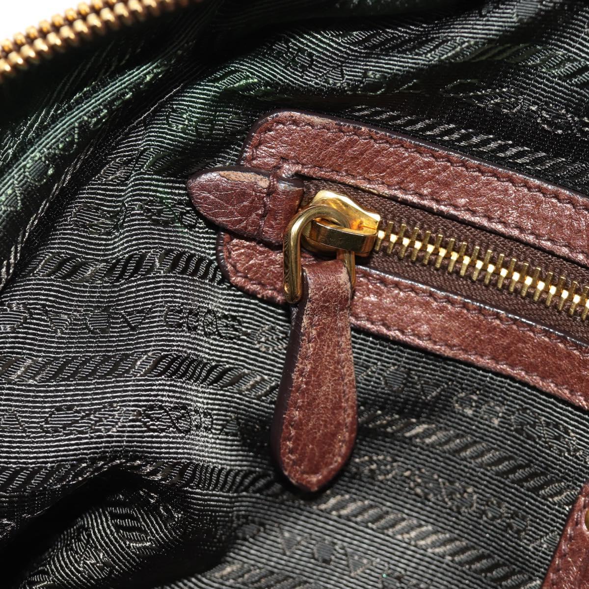 PRADA Ready Lock Shoulder Tote Bag Leather Brown Gold BL0557 Auth am11881SAV