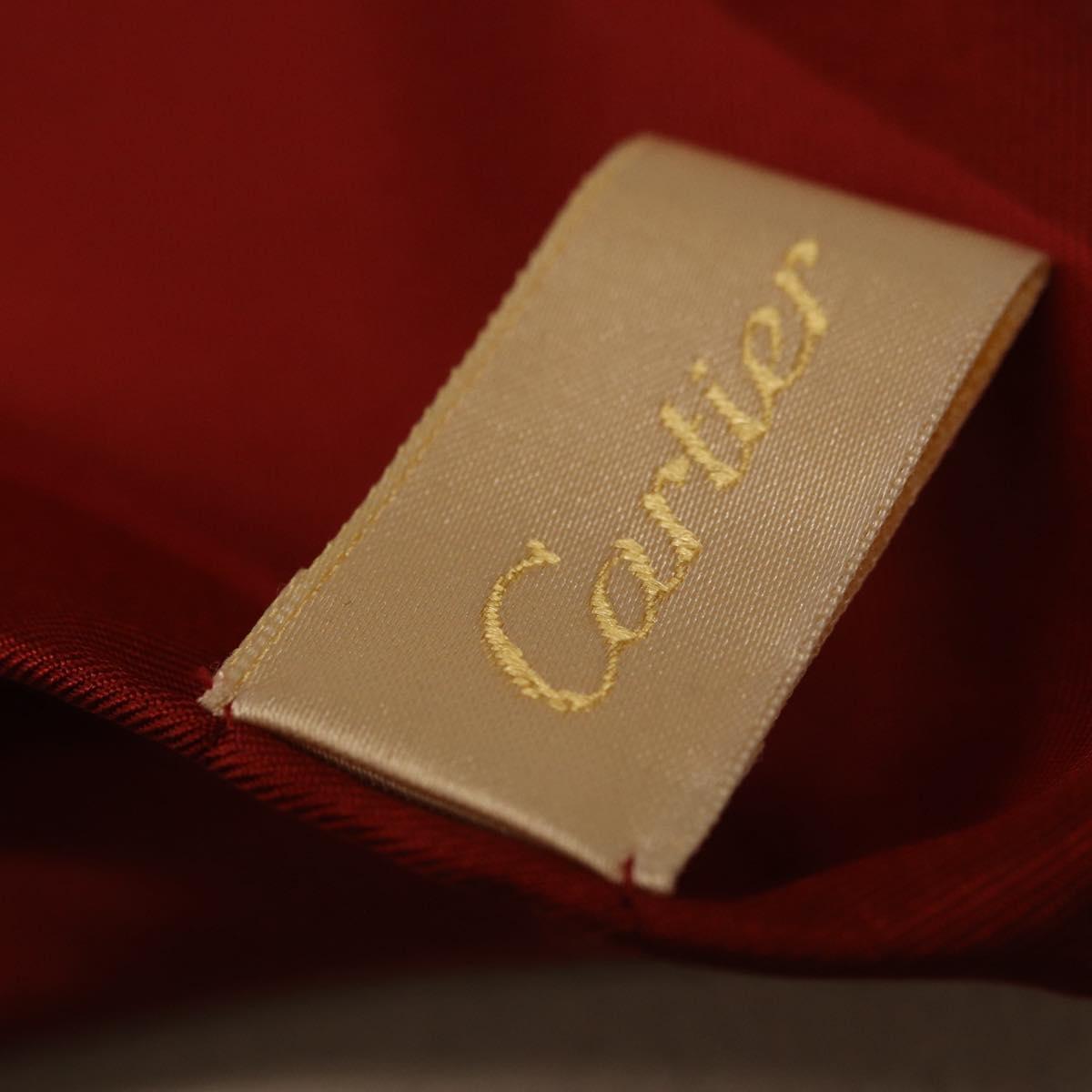CARTIER Mini Scarf Leopard Silk Red Auth am11882M
