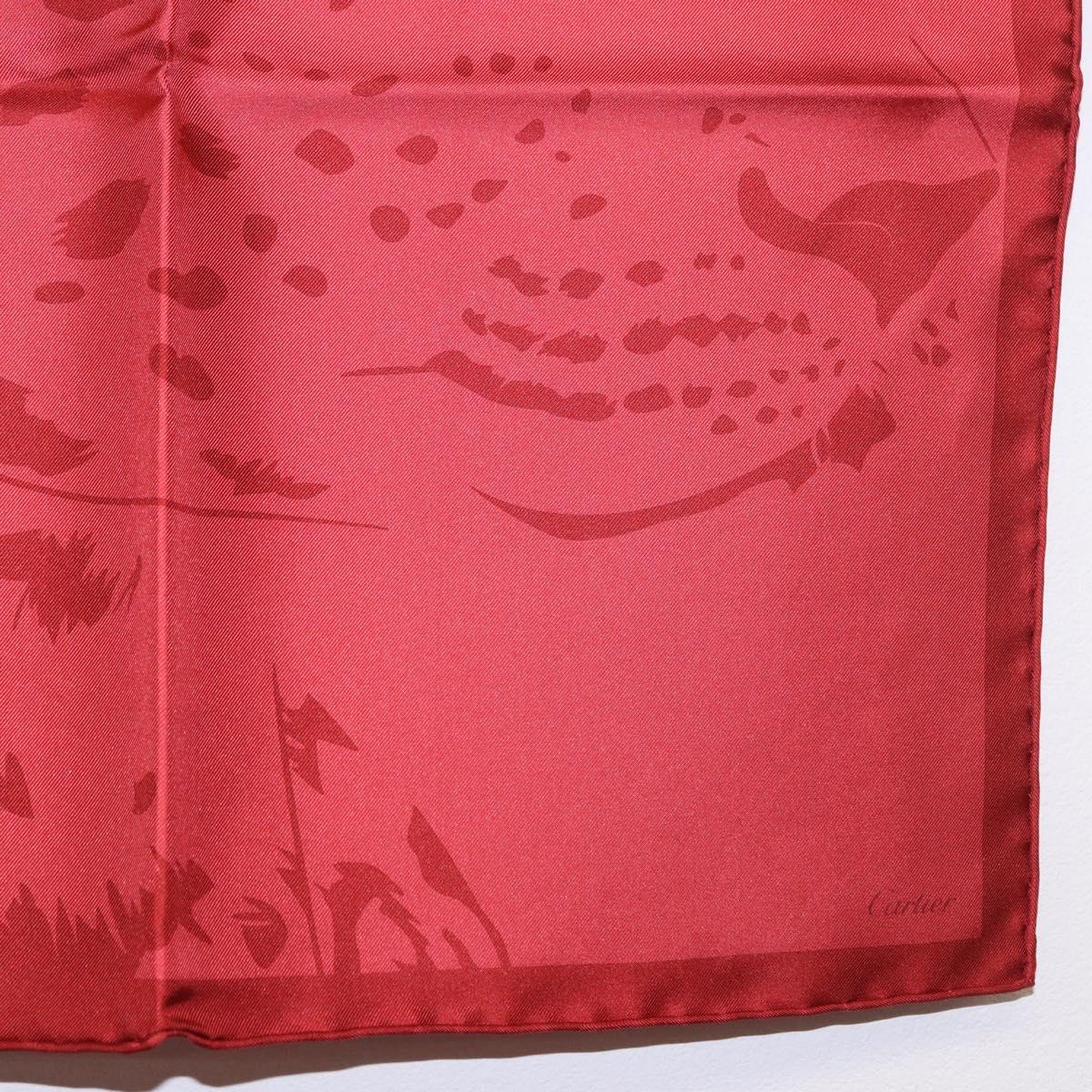 CARTIER Mini Scarf Leopard Silk Red Auth am11882M