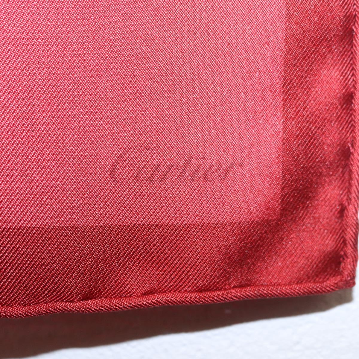 CARTIER Mini Scarf Leopard Silk Red Auth am11882M