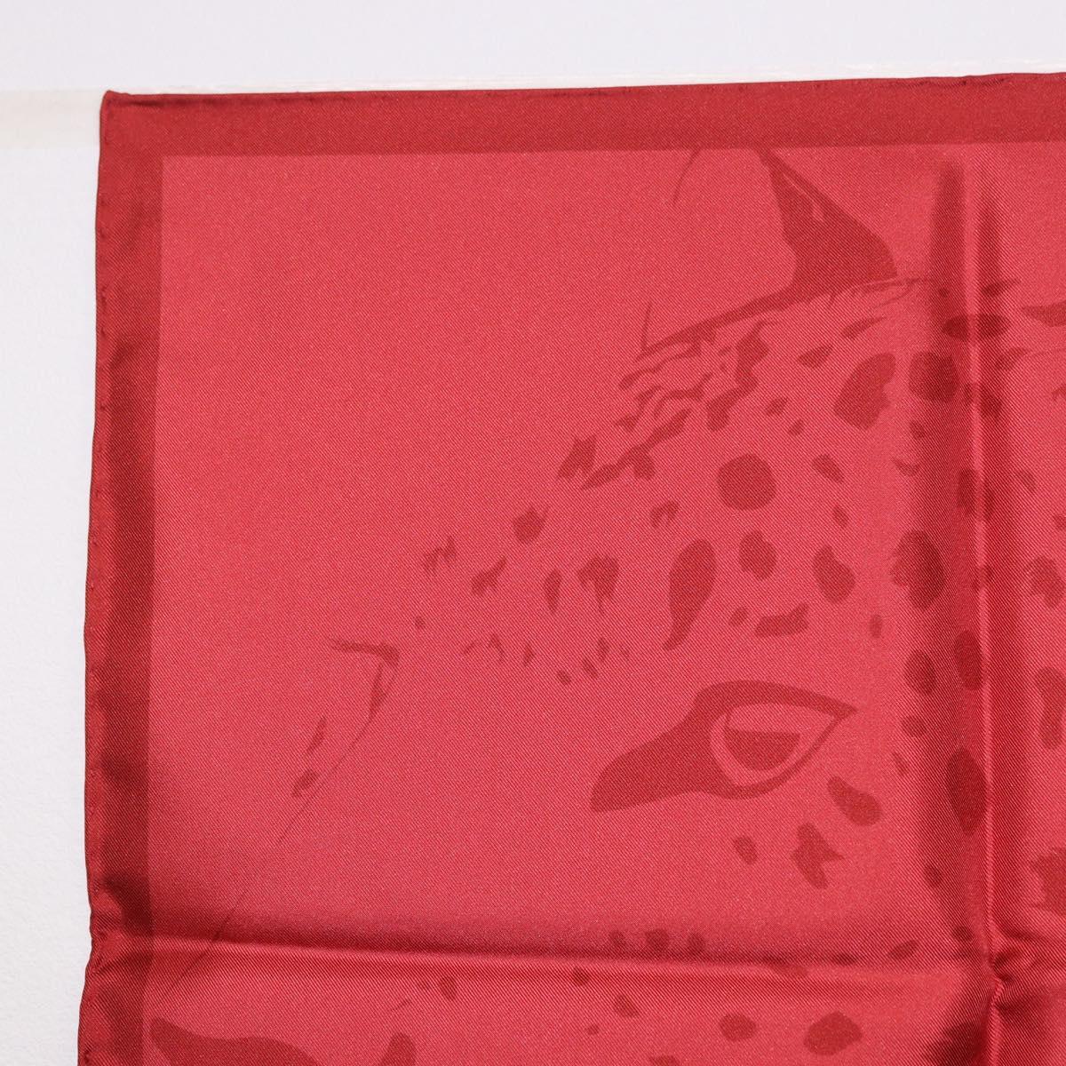 CARTIER Mini Scarf Leopard Silk Red Auth am11882M