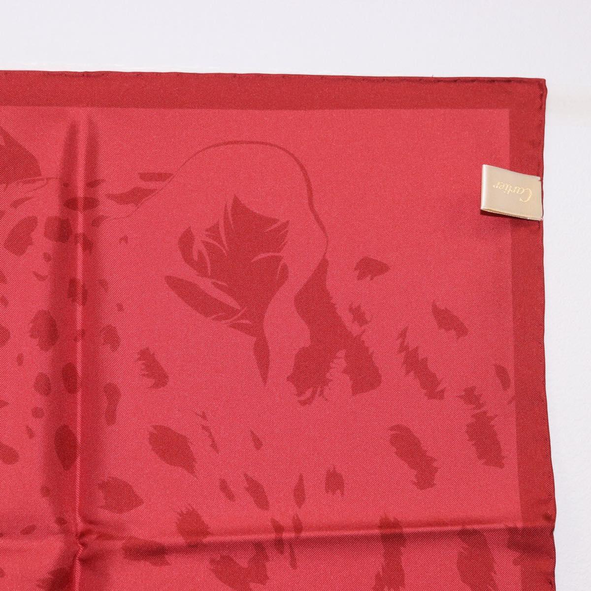CARTIER Mini Scarf Leopard Silk Red Auth am11882M