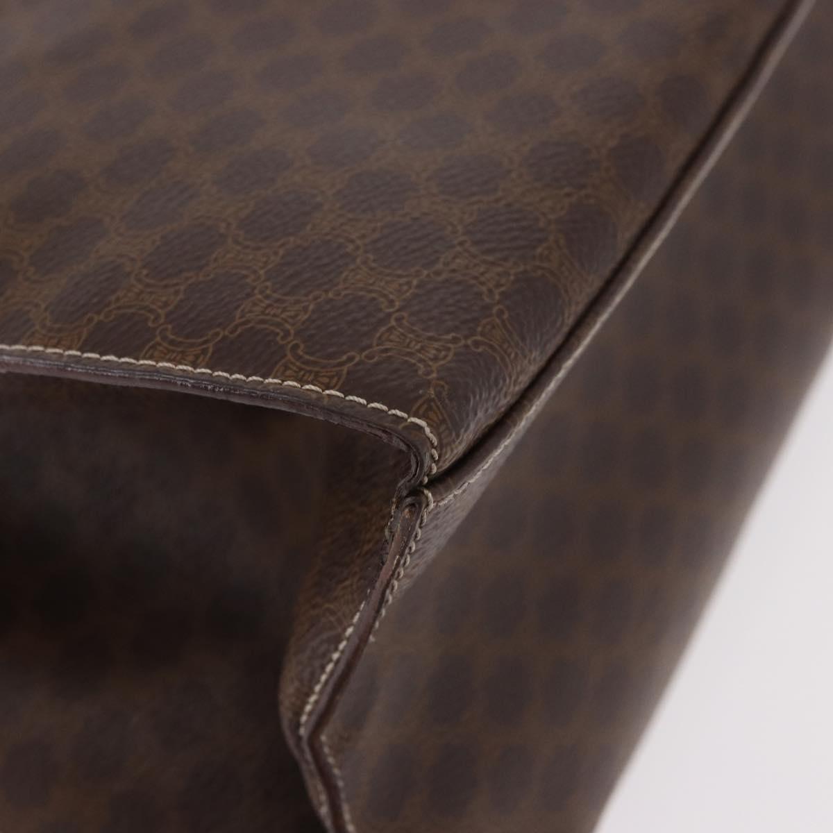 CELINE Macadam Canvas Tote Bag PVC Leather Brown Beige Gold Auth am11883V