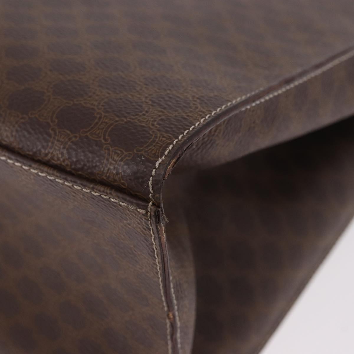 CELINE Macadam Canvas Tote Bag PVC Leather Brown Beige Gold Auth am11883V