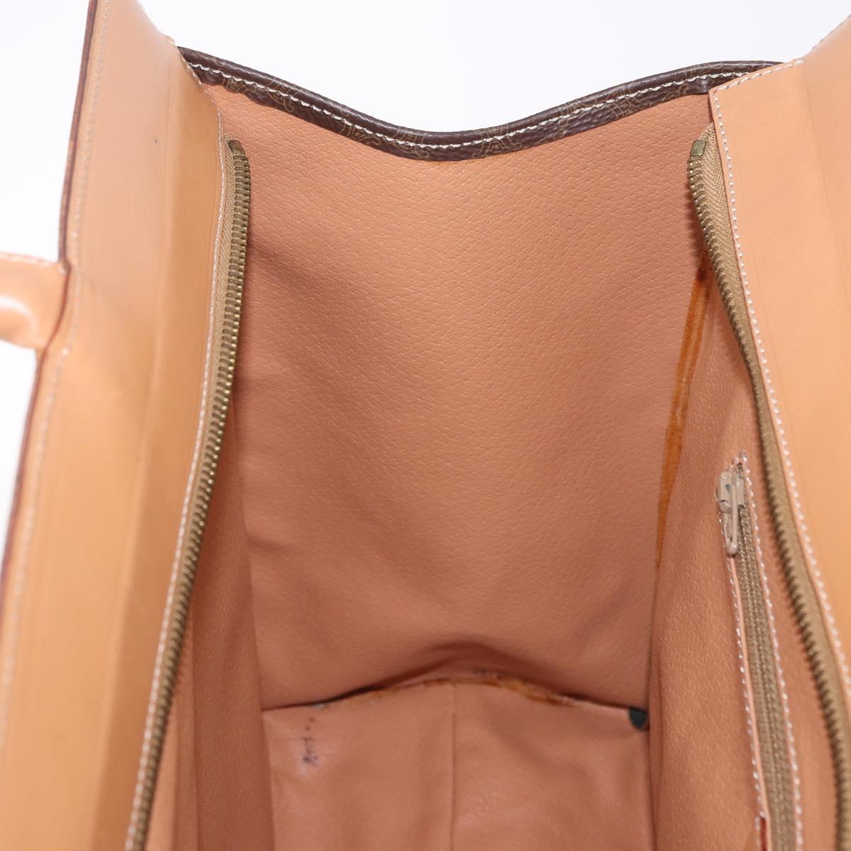 CELINE Macadam Canvas Tote Bag PVC Leather Brown Beige Gold Auth am11883V