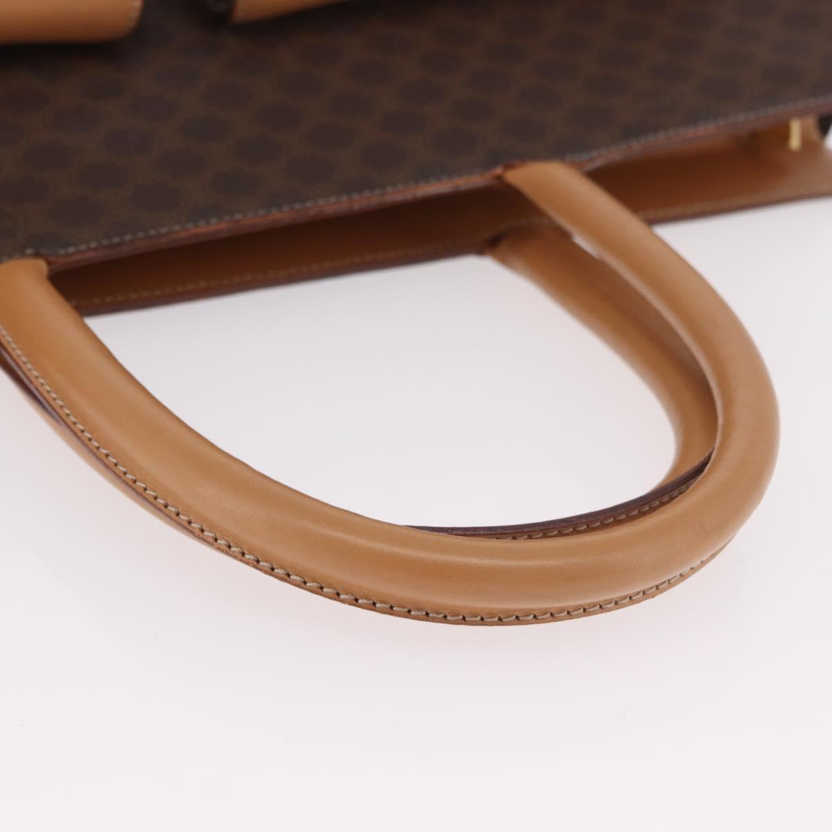 CELINE Macadam Canvas Tote Bag PVC Leather Brown Beige Gold Auth am11883V