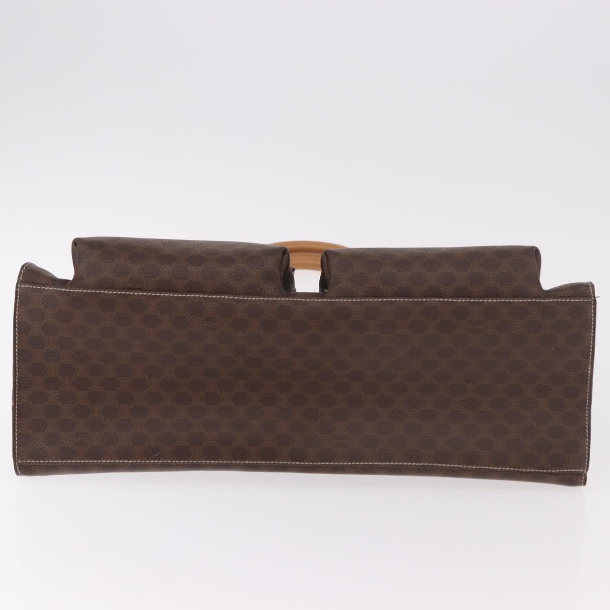 CELINE Macadam Canvas Tote Bag PVC Leather Brown Beige Gold Auth am11883V