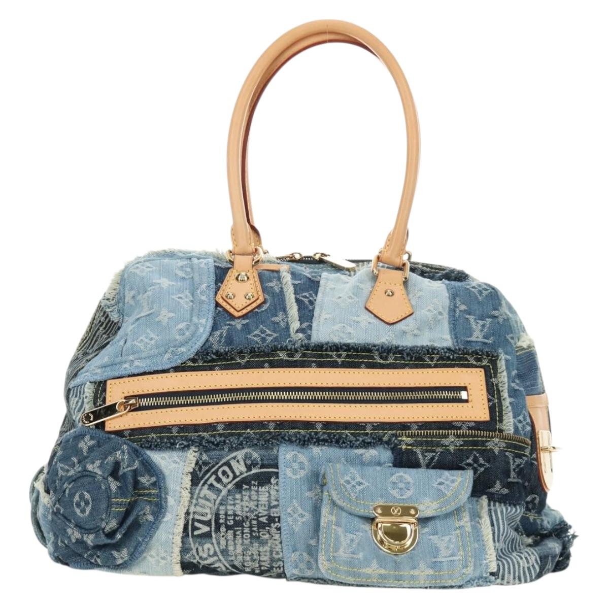 LOUIS VUITTON Monogram Patchwork Denim Bowery Bag Blue M95376 LV Auth am11889SM