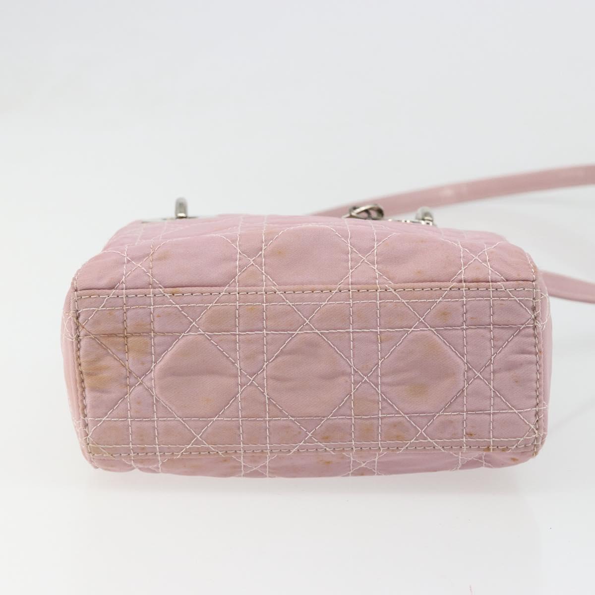 Christian Dior Lady Dior Cannage Plastic Handle Bag Nylon 2way Auth am11890A