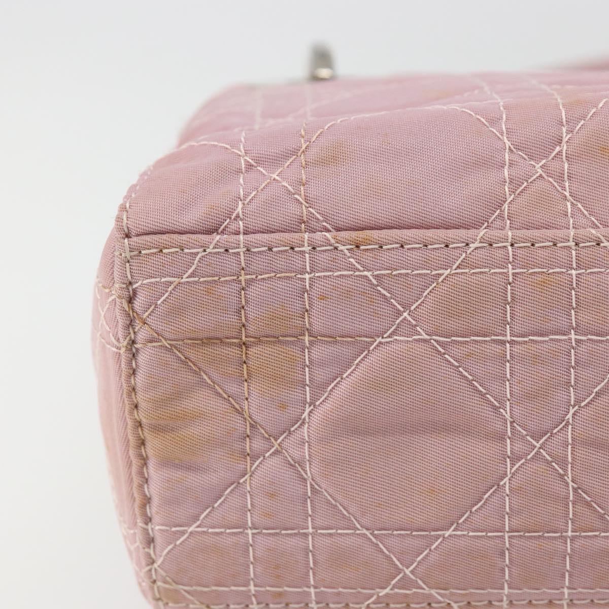 Christian Dior Lady Dior Cannage Plastic Handle Bag Nylon 2way Auth am11890A