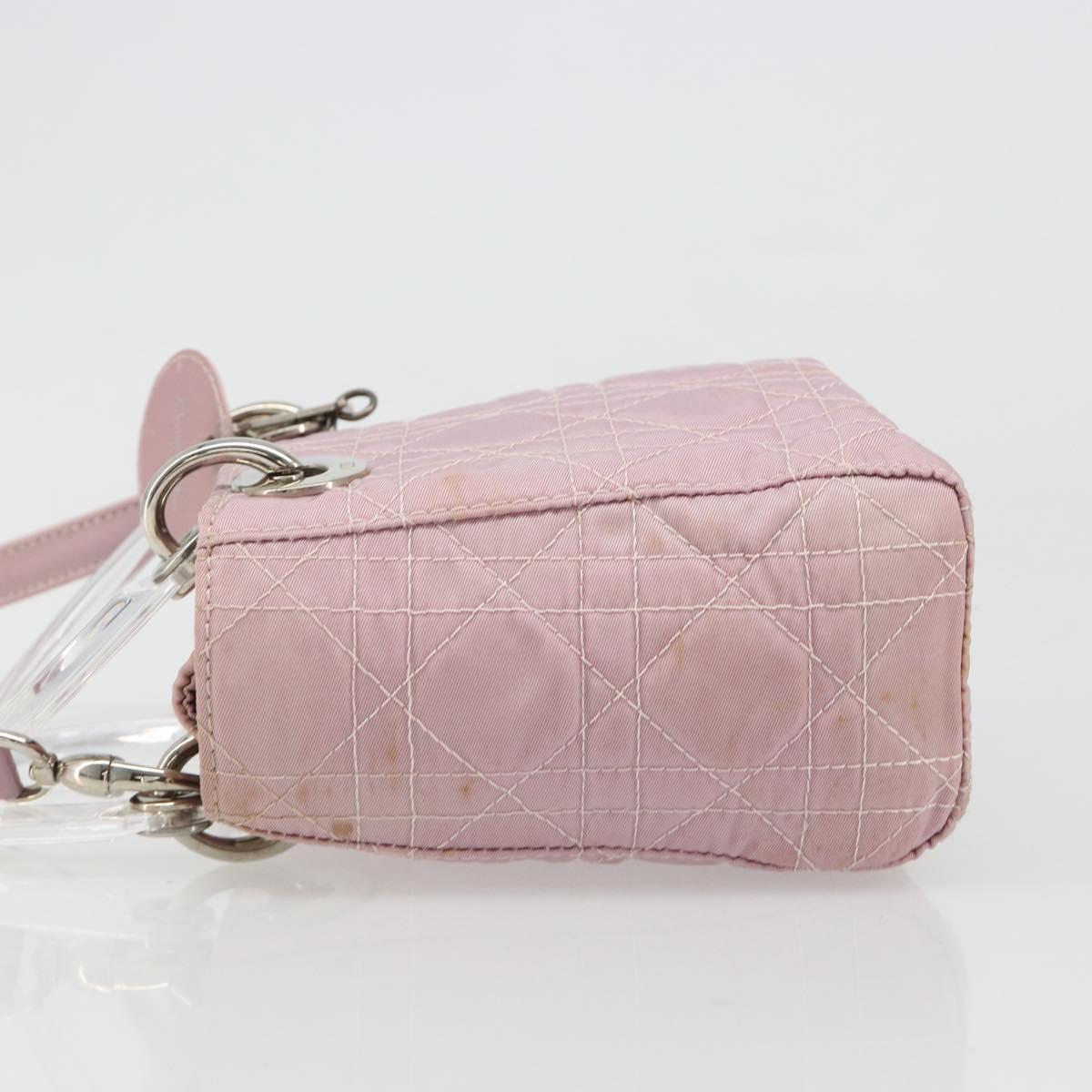 Christian Dior Lady Dior Cannage Plastic Handle Bag Nylon 2way Auth am11890A