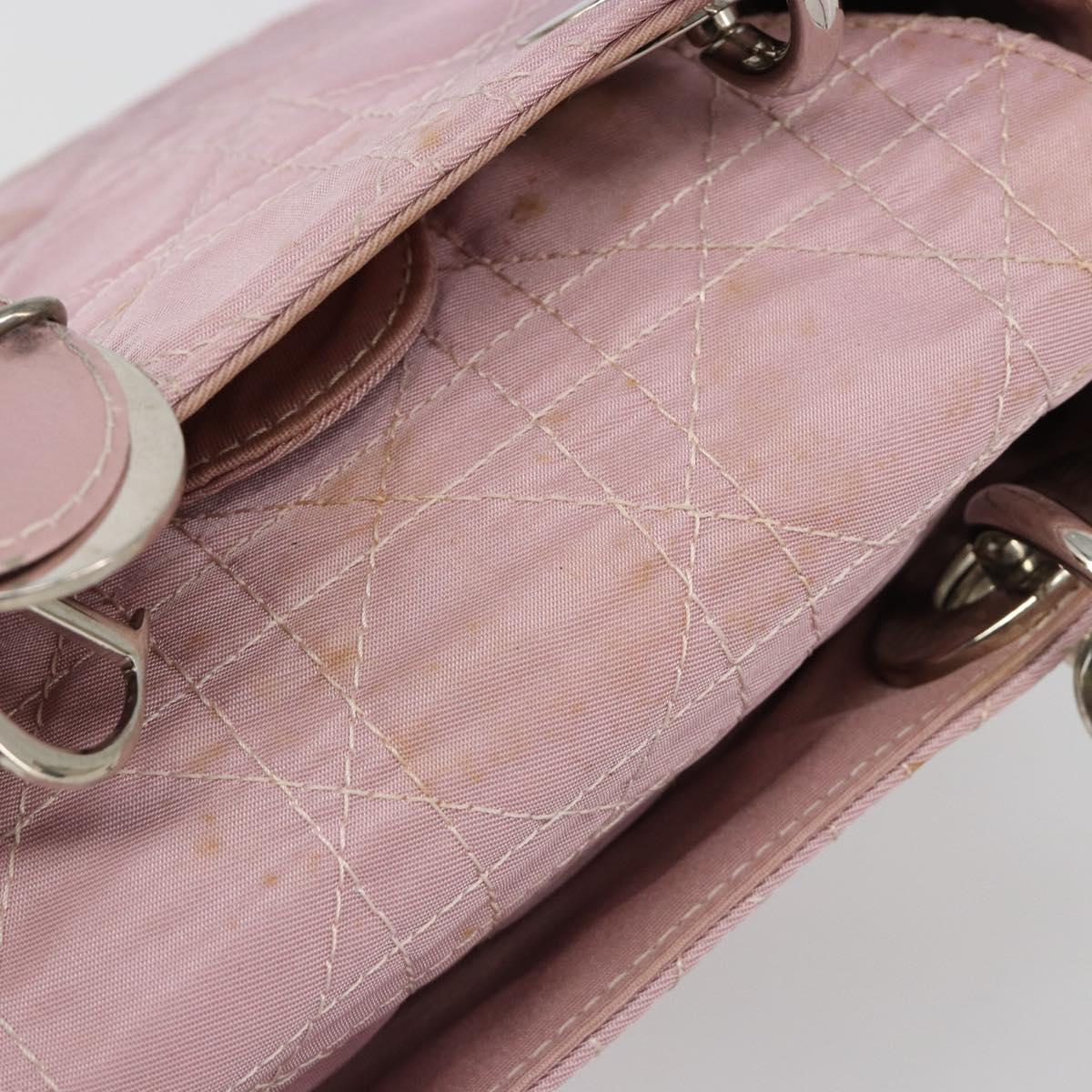 Christian Dior Lady Dior Cannage Plastic Handle Bag Nylon 2way Auth am11890A