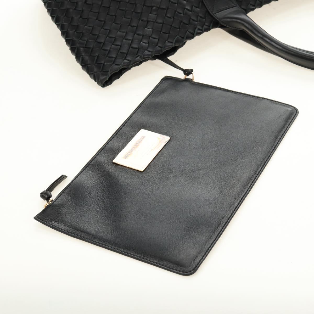 BOTTEGA VENETA INTRECCIATO Cabas PM Hand Bag Leather Black Auth am11891SM