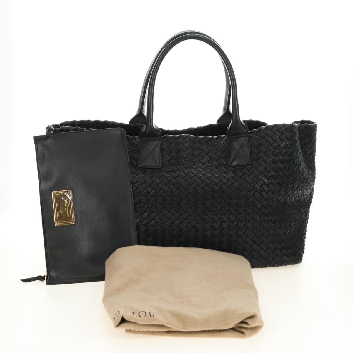 BOTTEGA VENETA INTRECCIATO Cabas PM Hand Bag Leather Black Auth am11891SM
