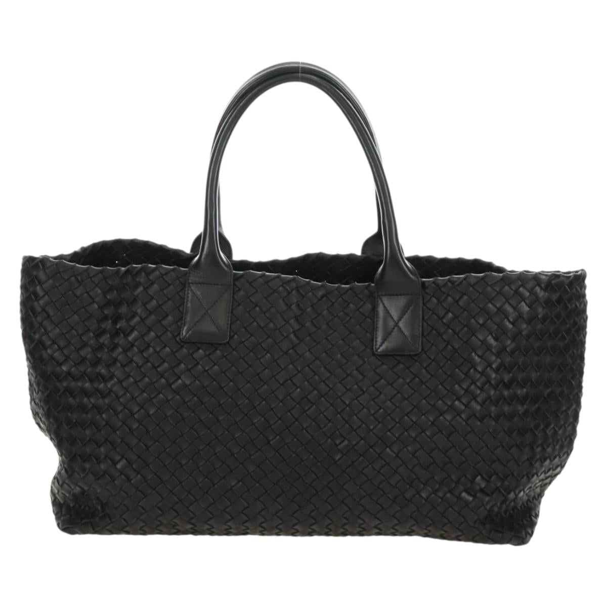BOTTEGA VENETA INTRECCIATO Cabas PM Hand Bag Leather Black Auth am11891SM