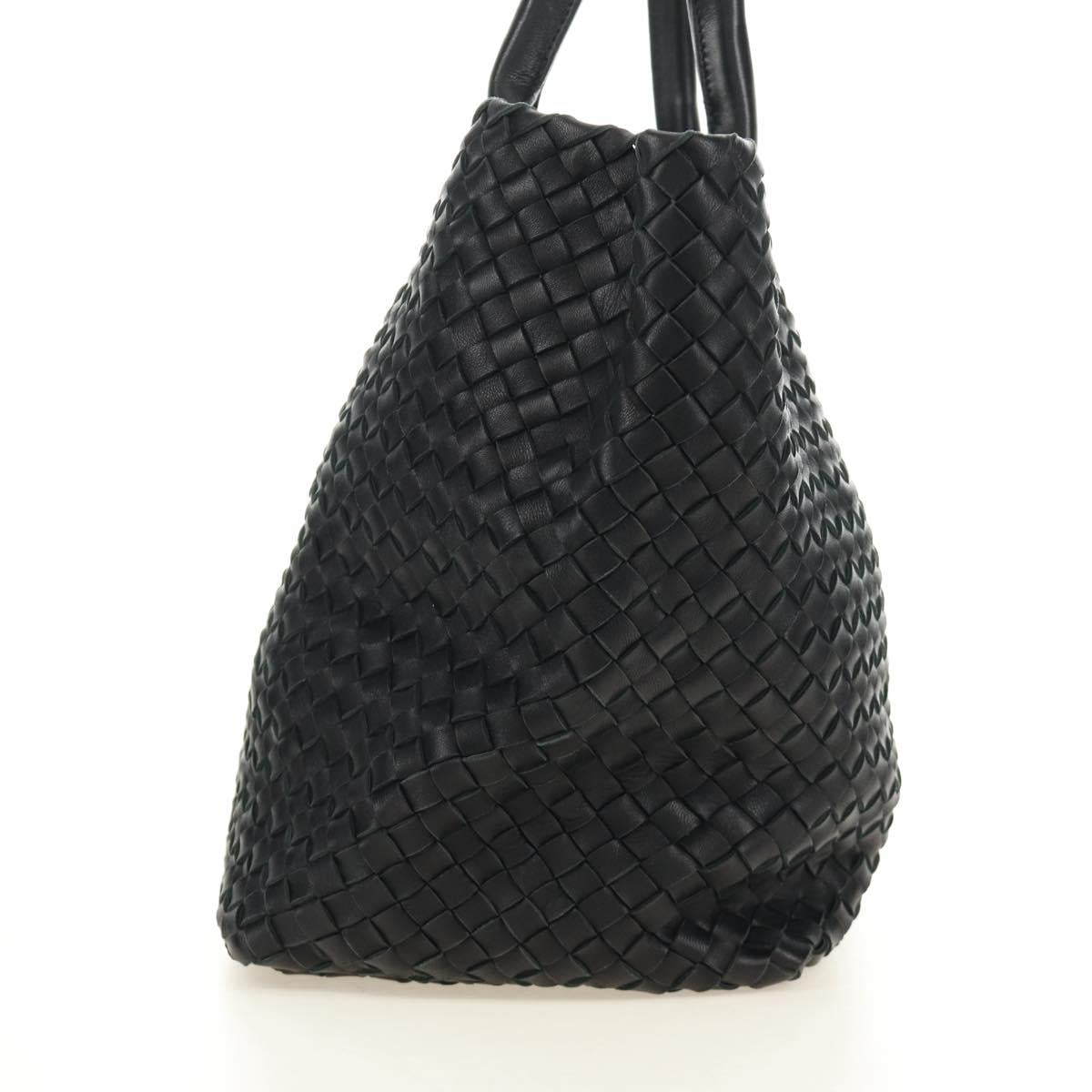 BOTTEGA VENETA INTRECCIATO Cabas PM Hand Bag Leather Black Auth am11891SM