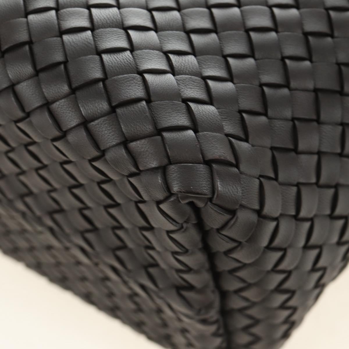 BOTTEGA VENETA INTRECCIATO Cabas PM Hand Bag Leather Dark Brown Auth am11893SM