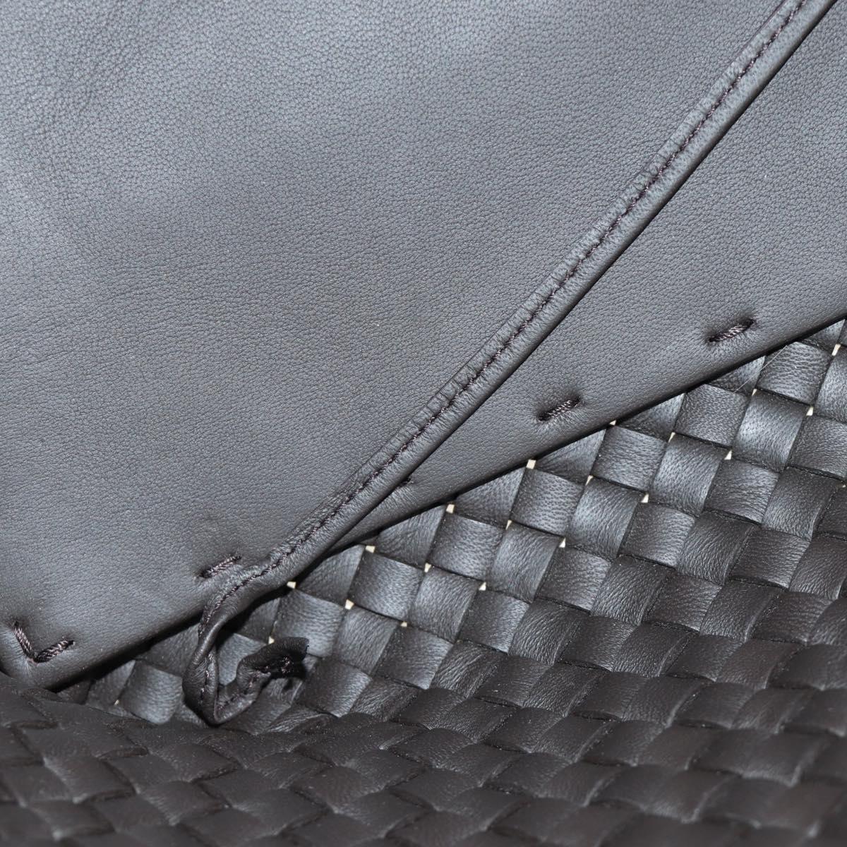 BOTTEGA VENETA INTRECCIATO Cabas PM Hand Bag Leather Dark Brown Auth am11893SM