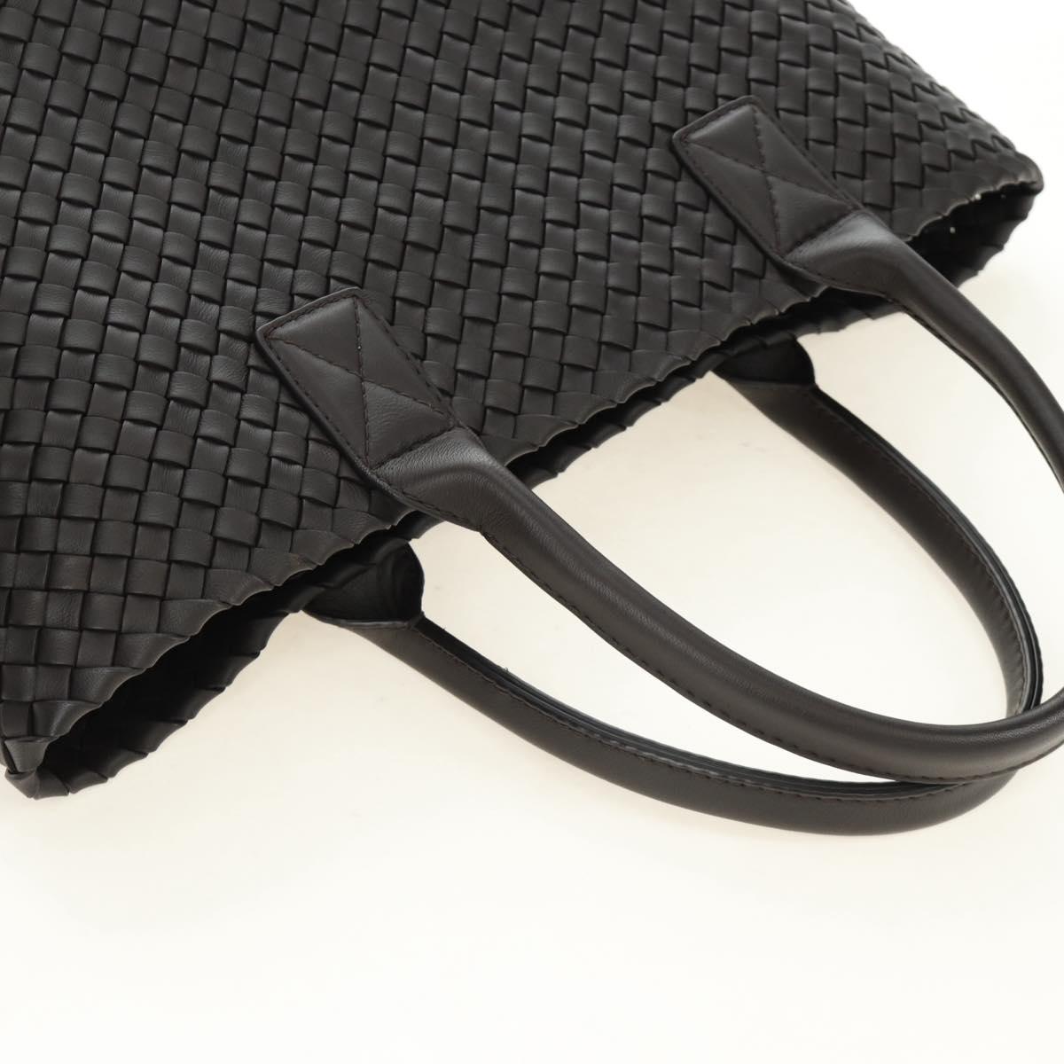 BOTTEGA VENETA INTRECCIATO Cabas PM Hand Bag Leather Dark Brown Auth am11893SM