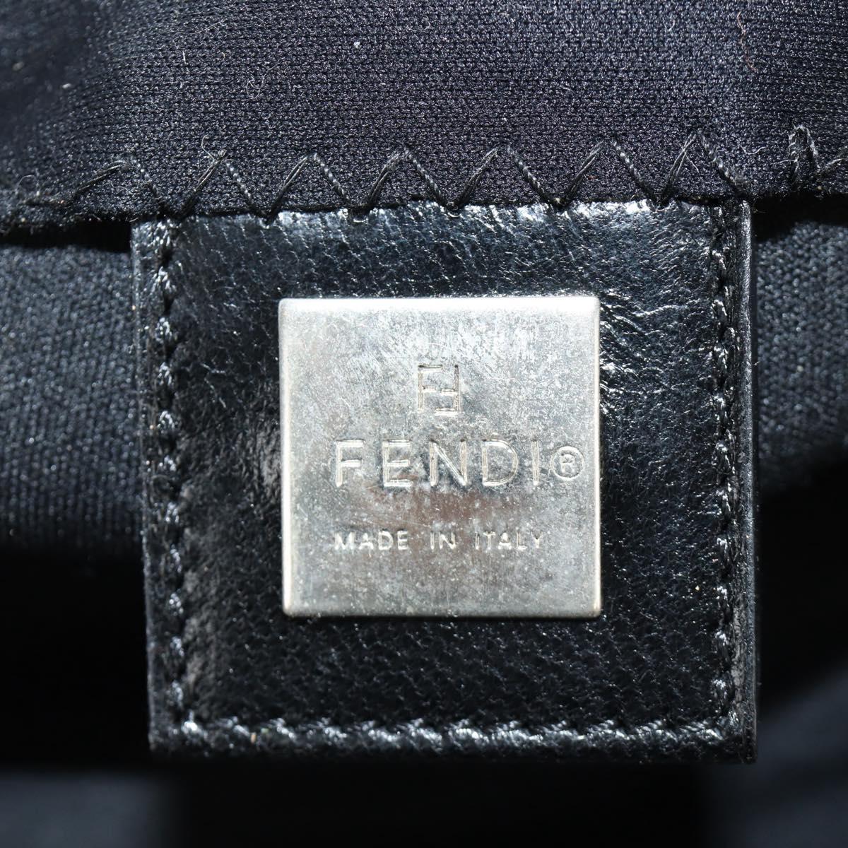 FENDI Mamma Baguette Shoulder Bag Cotton Jersey Black Silver Auth am11895V