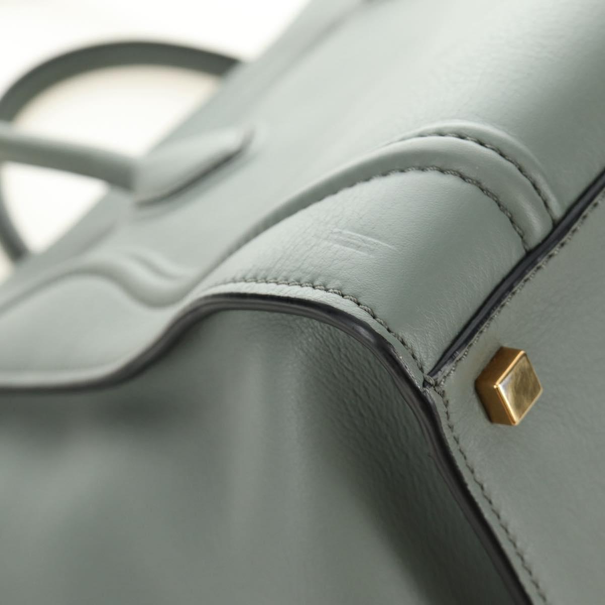 CELINE Luggage Small Square Phantom Hand Bag Leather Gray Gold Auth am11897M