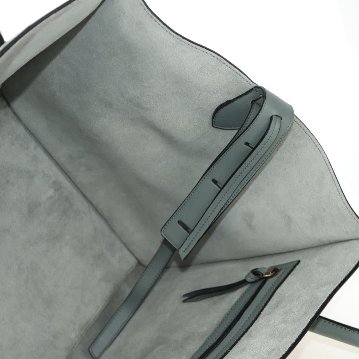 CELINE Luggage Small Square Phantom Hand Bag Leather Gray Gold Auth am11897M