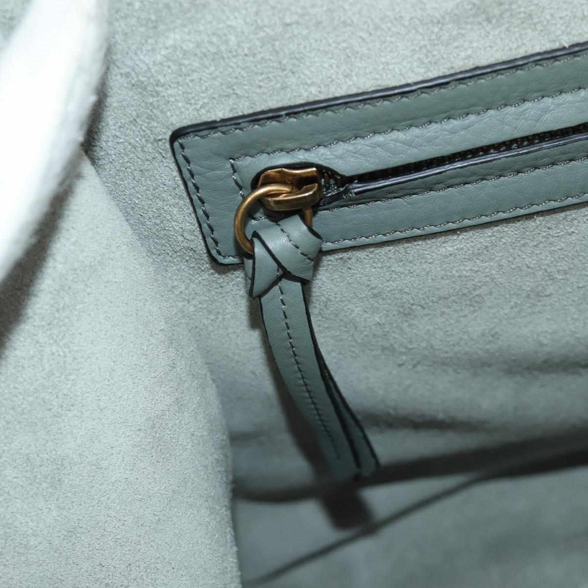 CELINE Luggage Small Square Phantom Hand Bag Leather Gray Gold Auth am11897M