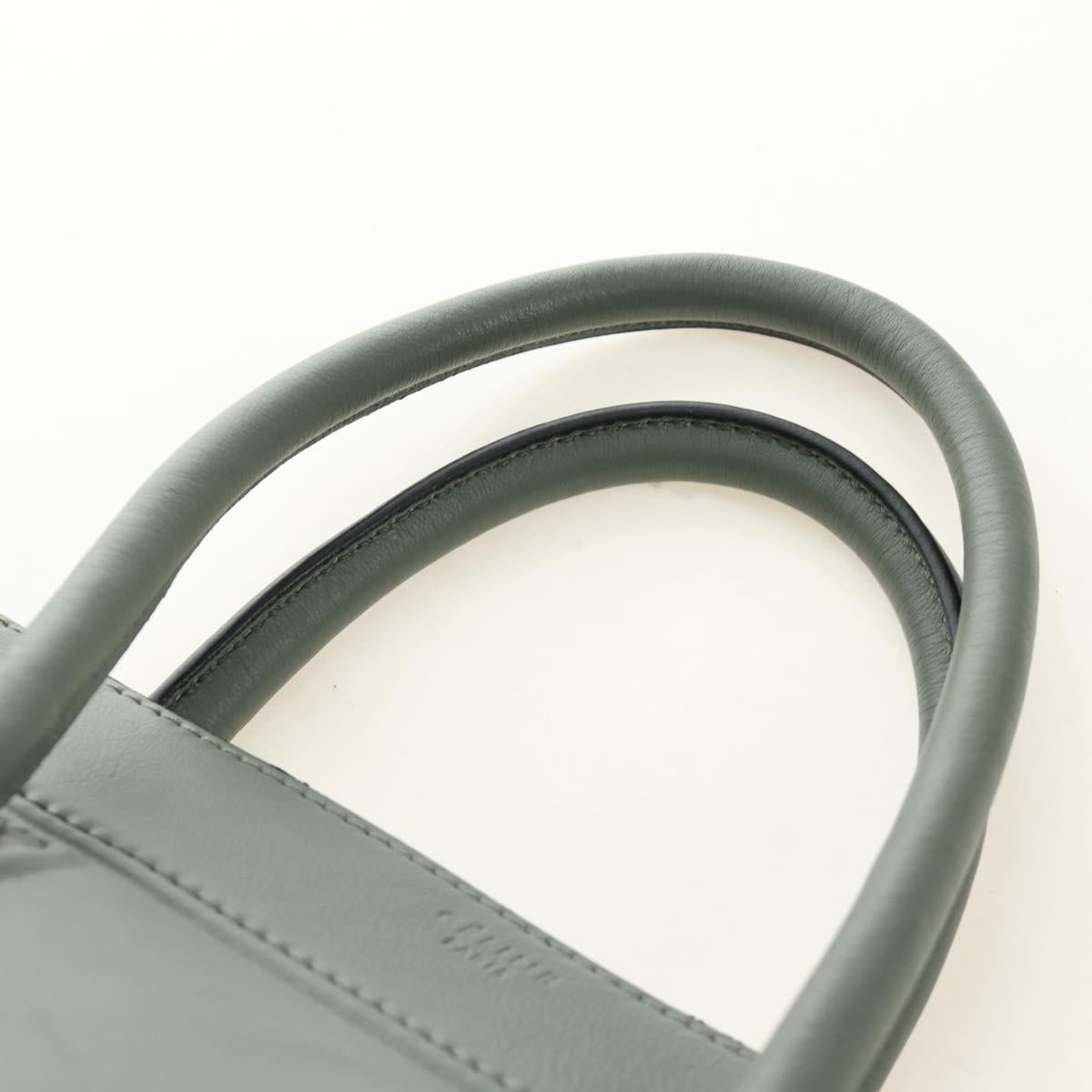CELINE Luggage Small Square Phantom Hand Bag Leather Gray Gold Auth am11897M