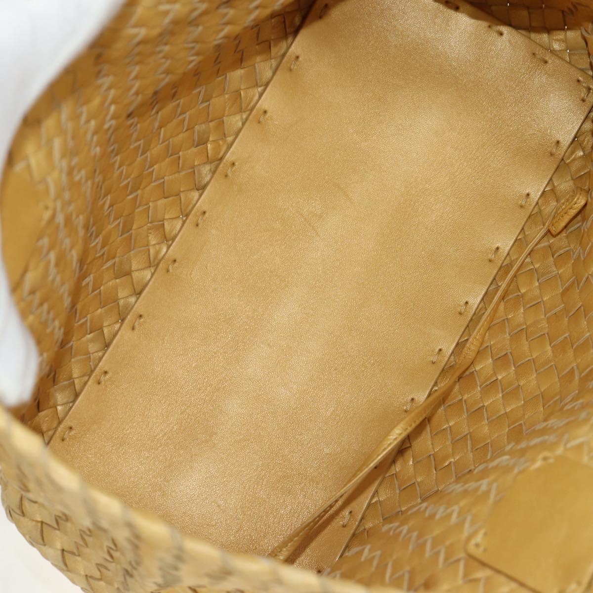 BOTTEGA VENETA INTRECCIATO Cabas PM Hand Bag Leather Gold 141498 Auth am11898V