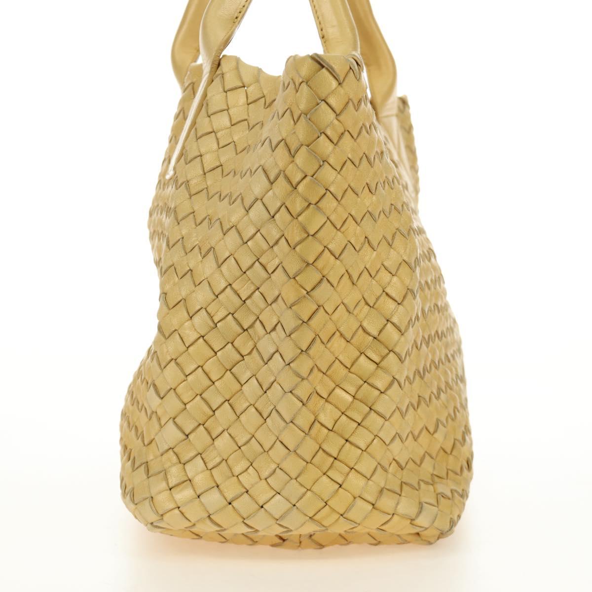 BOTTEGA VENETA INTRECCIATO Cabas PM Hand Bag Leather Gold 141498 Auth am11898V