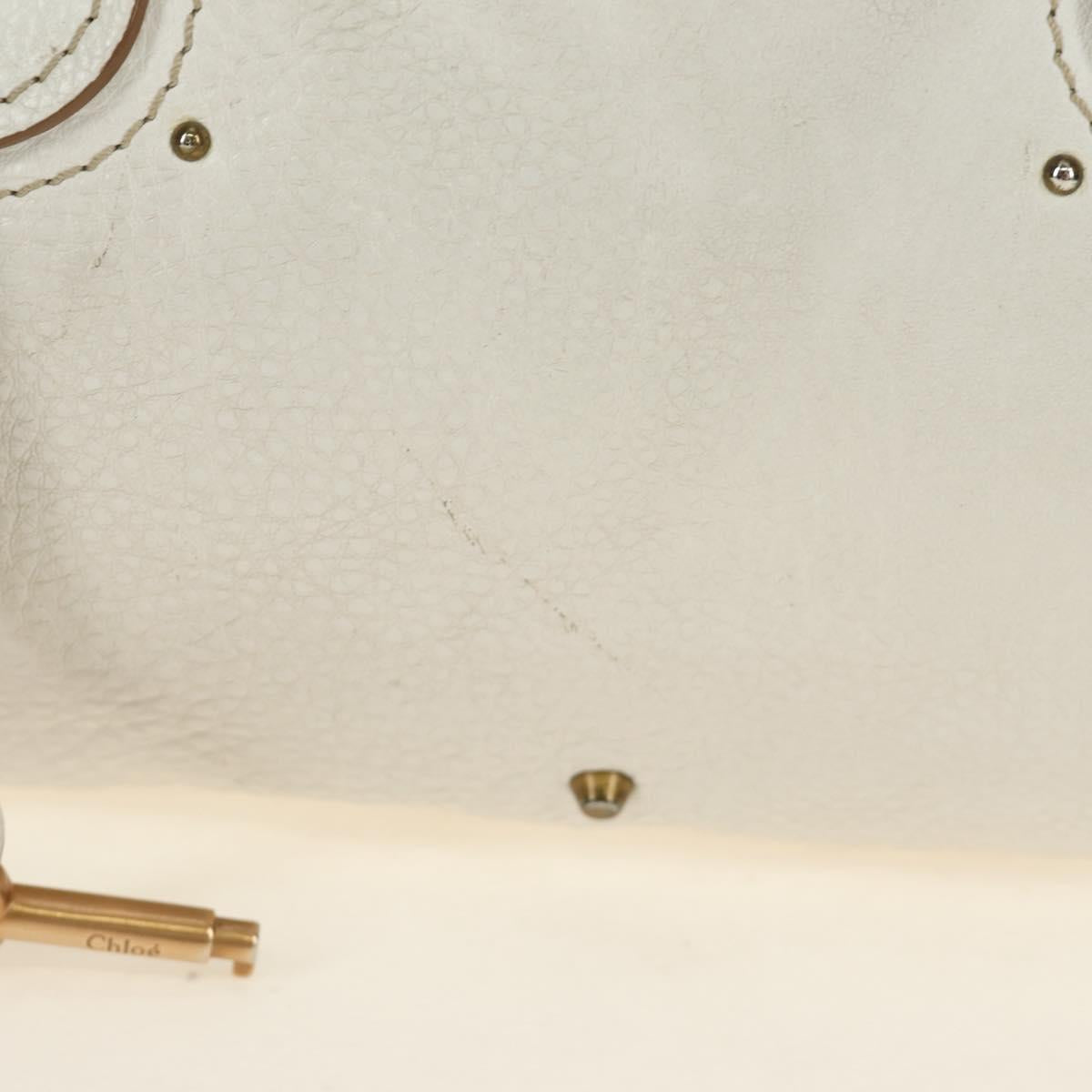 Chloe Paddington Hand Bag Leather White Gold Silver Auth am11899V