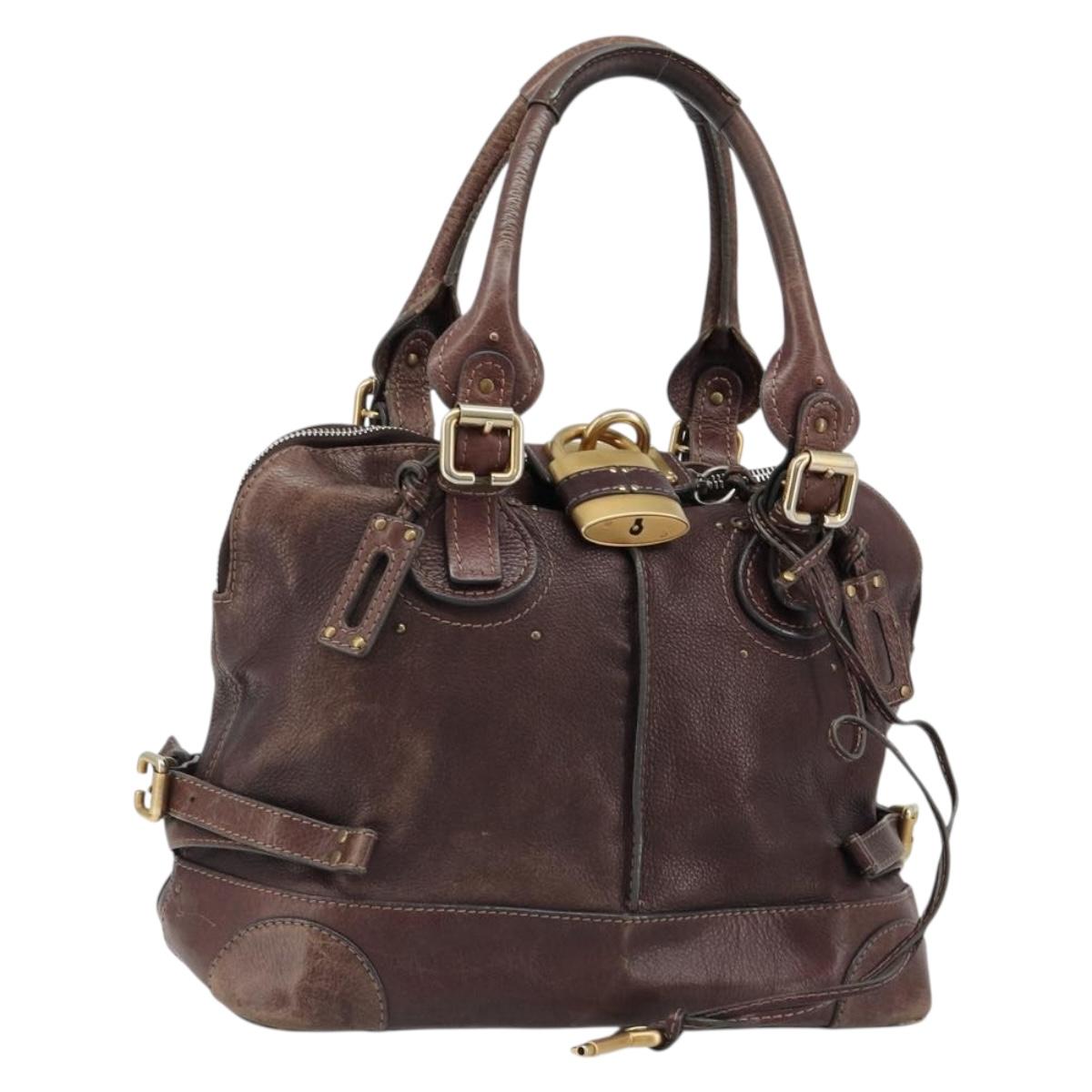 Chloe Paddington Hand Bag Leather Brown Gold Silver Auth am11904A