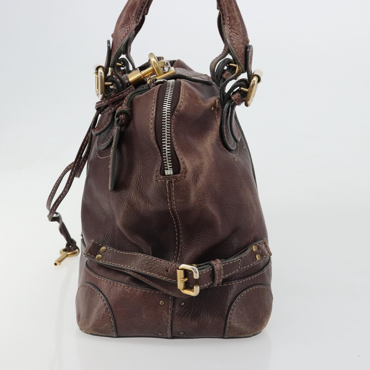 Chloe Paddington Hand Bag Leather Brown Gold Silver Auth am11904A