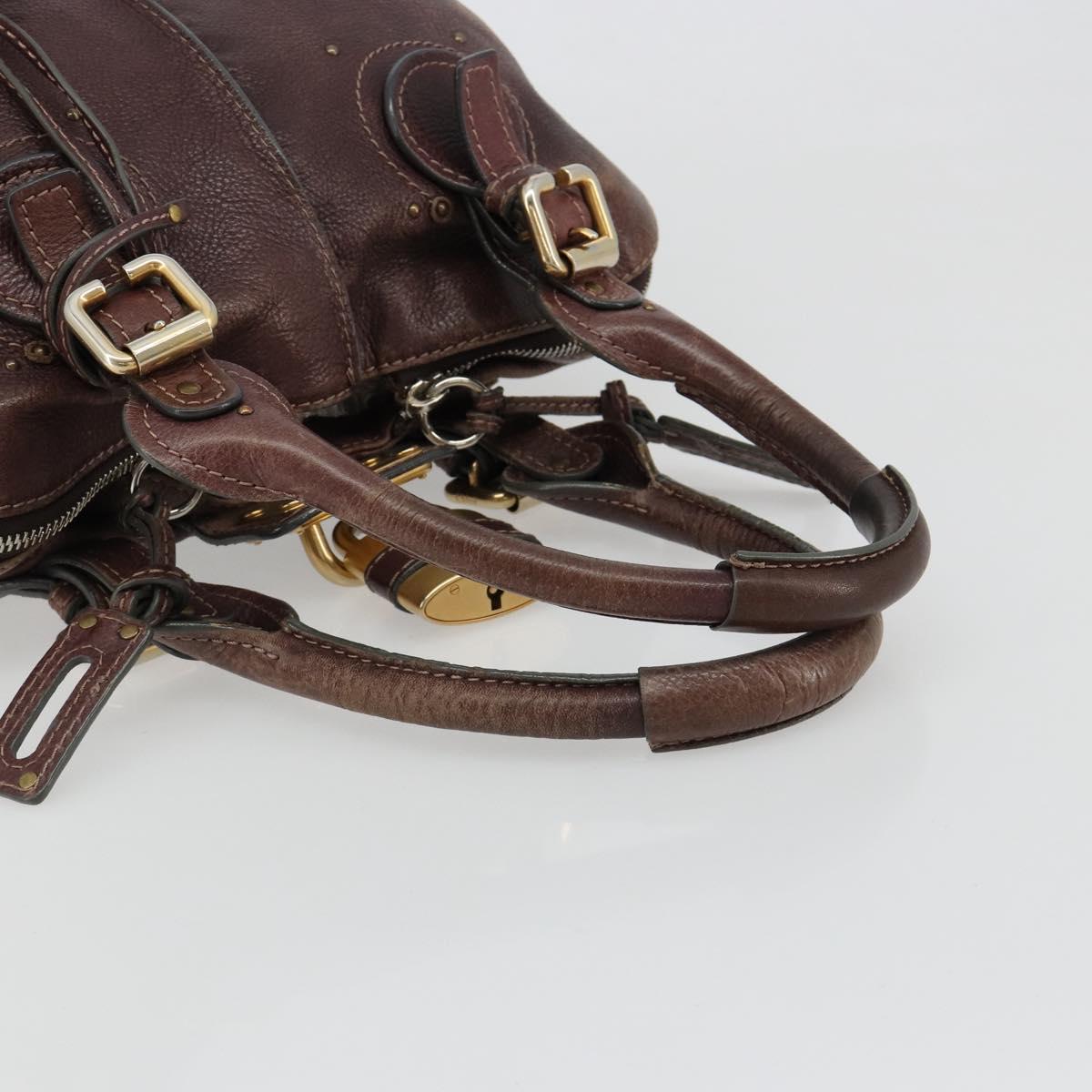 Chloe Paddington Hand Bag Leather Brown Gold Silver Auth am11904A